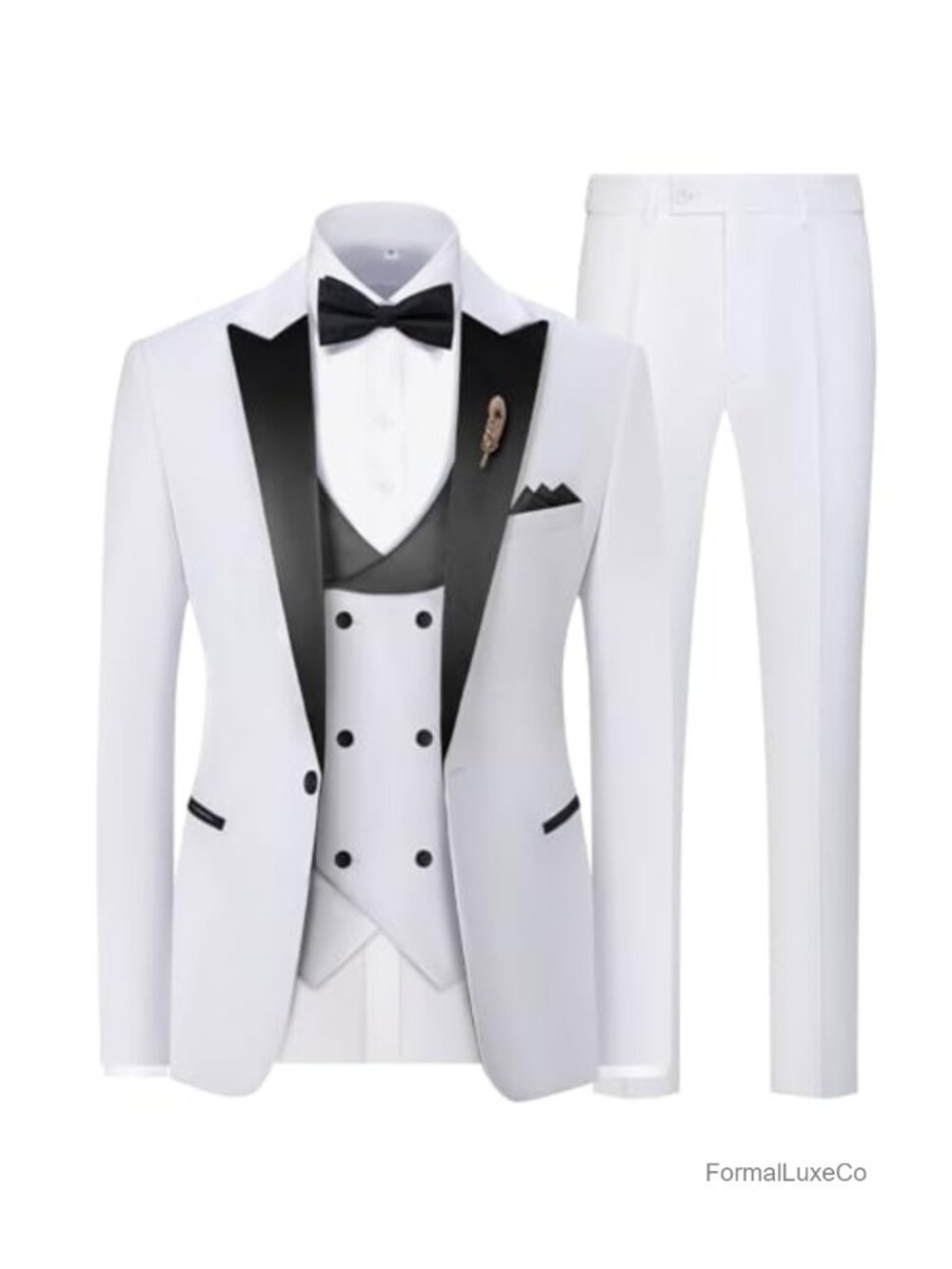 Men's 3-Piece Slim Fit Suit Set Peak Lapel Tuxedo, Polyester, Formal